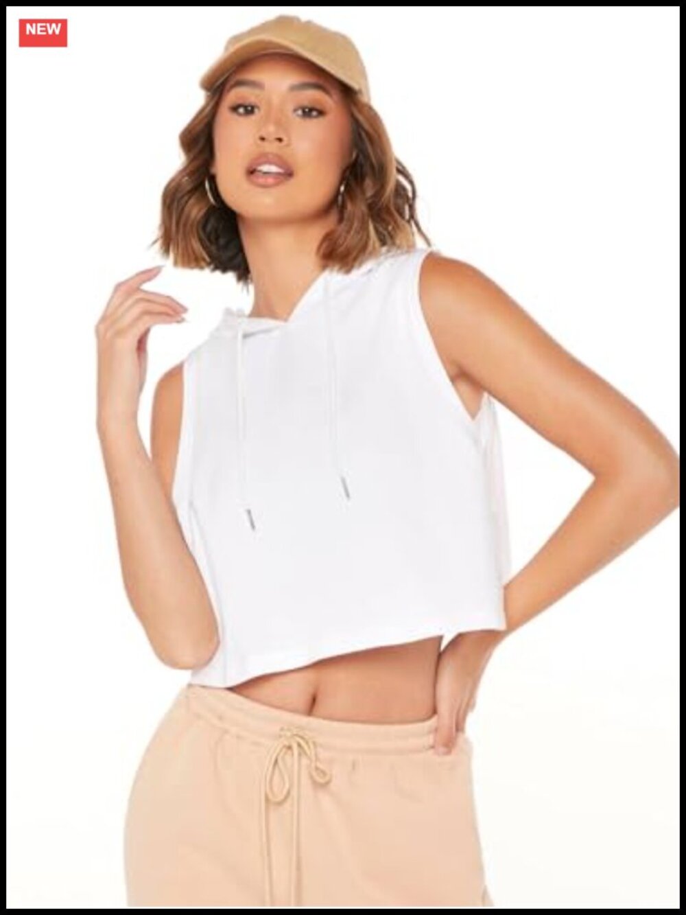 Sleeveless Cropped Hoodie Workout Top for Gym Fitness Running
